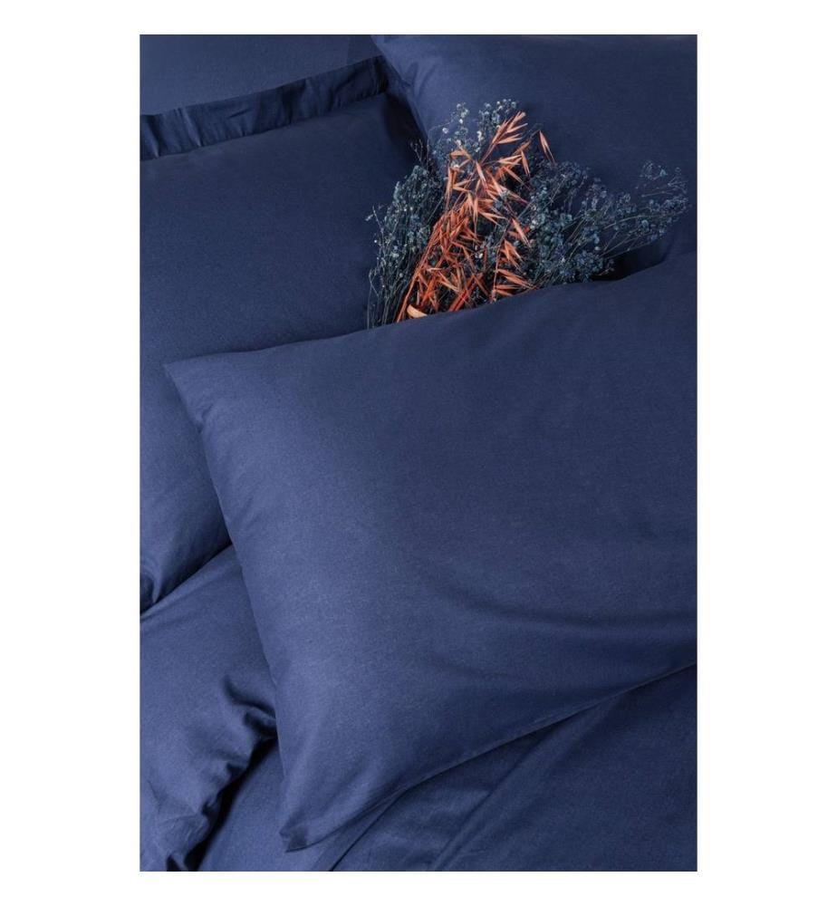Ranforce King Quilt Cover Set, Dark Blue, 100% Cotton Ranforce