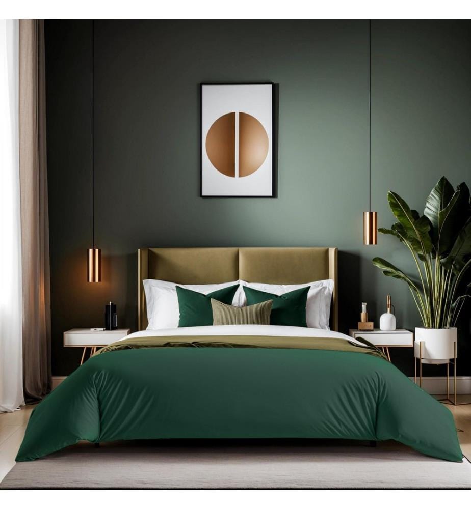 Housse de couette simple Ranforce - Vert foncé