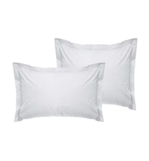 Taie d'oreiller Oxford (2 pièces) 60 x 60 cm Tonne Grise - Blanc