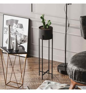 Pot décoratif, noir, 100% métal