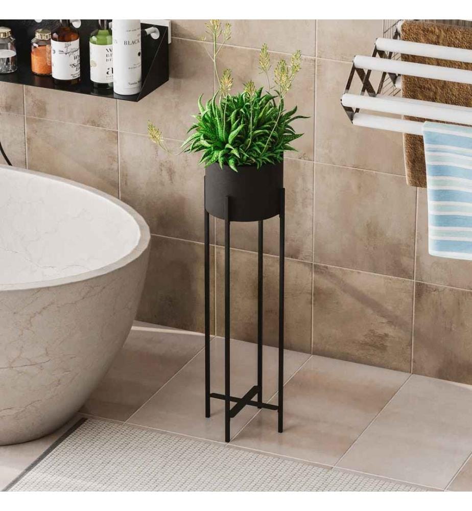 Pot décoratif, noir, 100% métal