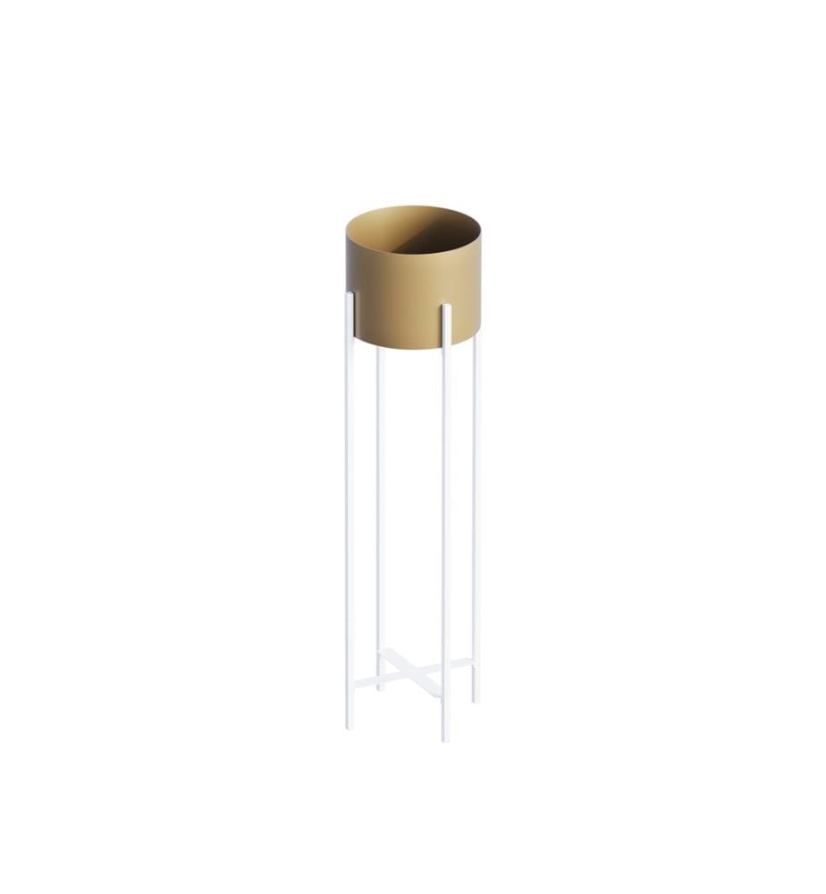 Dekorativer Topf, Weiss, Gold, 100% Metall