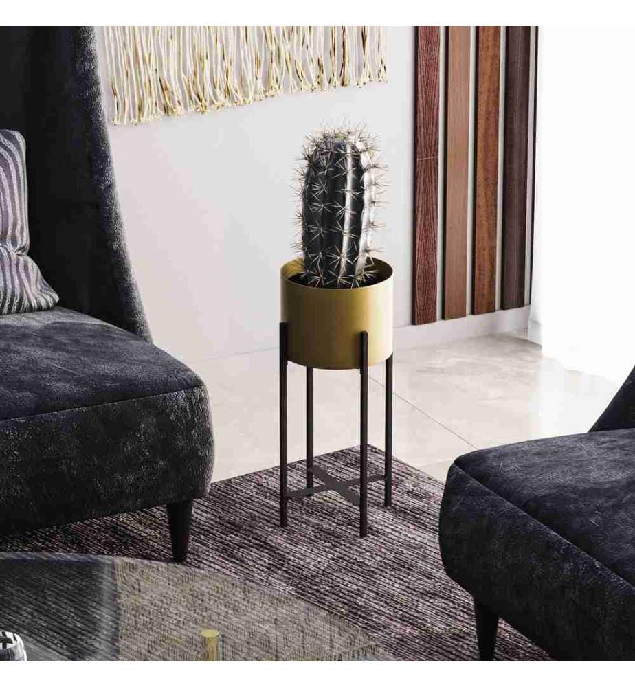 Dekorativer Topf, Schwarz, Gold, 100% Metall