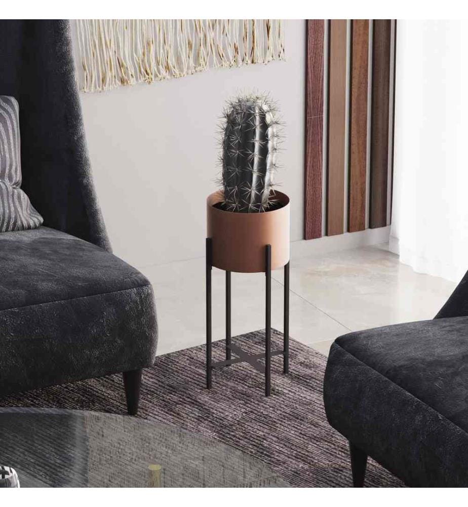 Pot décoratif, noir, cuivre, 100% métal
