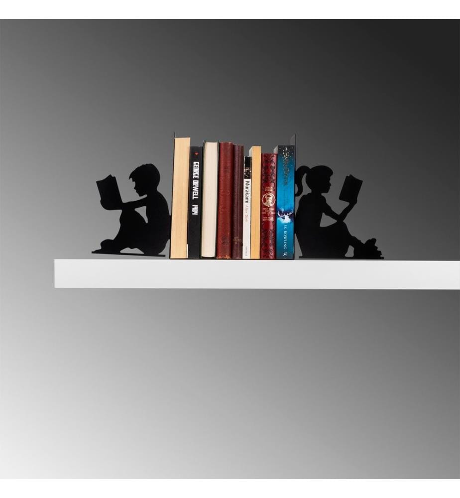 Serre-livres en métal - Noir