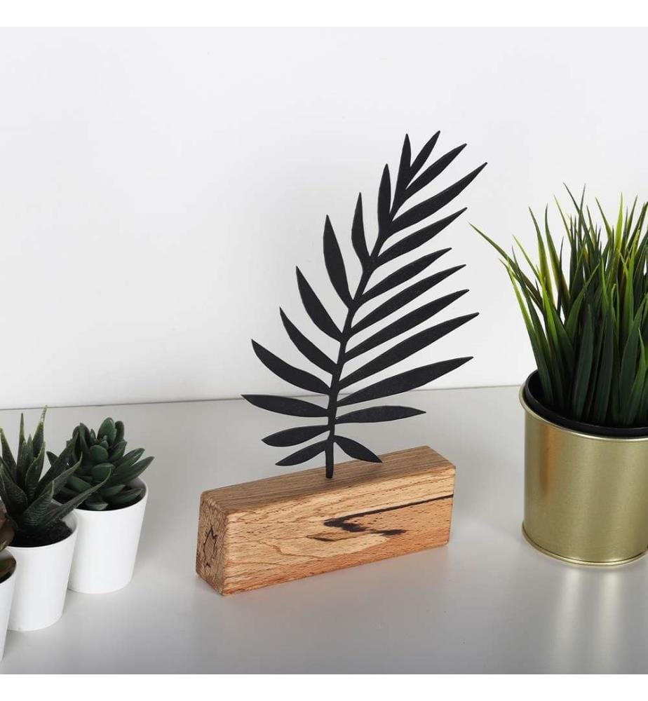 Objet décoratif - Noir / Base en bois