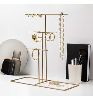 Organisateur de support pour bijoux, doré, en métal