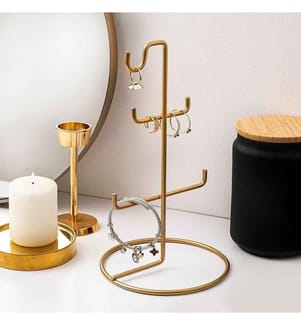 Organisateur de support pour bijoux, doré, en métal