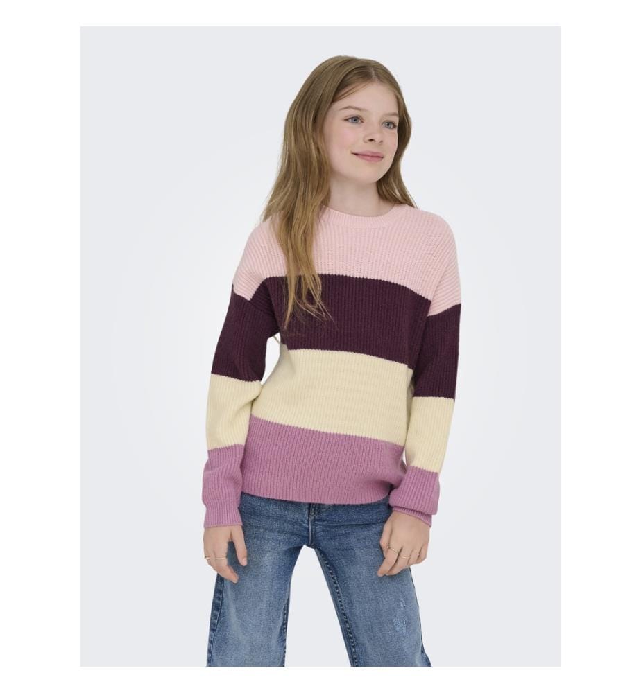 Gestreifter Strickpullover – Lila / Rosa / Orchidee
