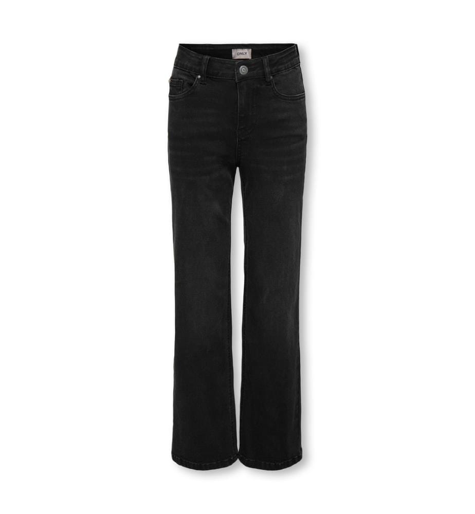Weite Jeans mit hoher Taille – Schwarz, ausgewaschen