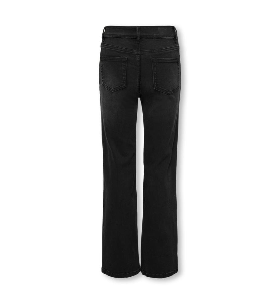 Weite Jeans mit hoher Taille – Schwarz, ausgewaschen