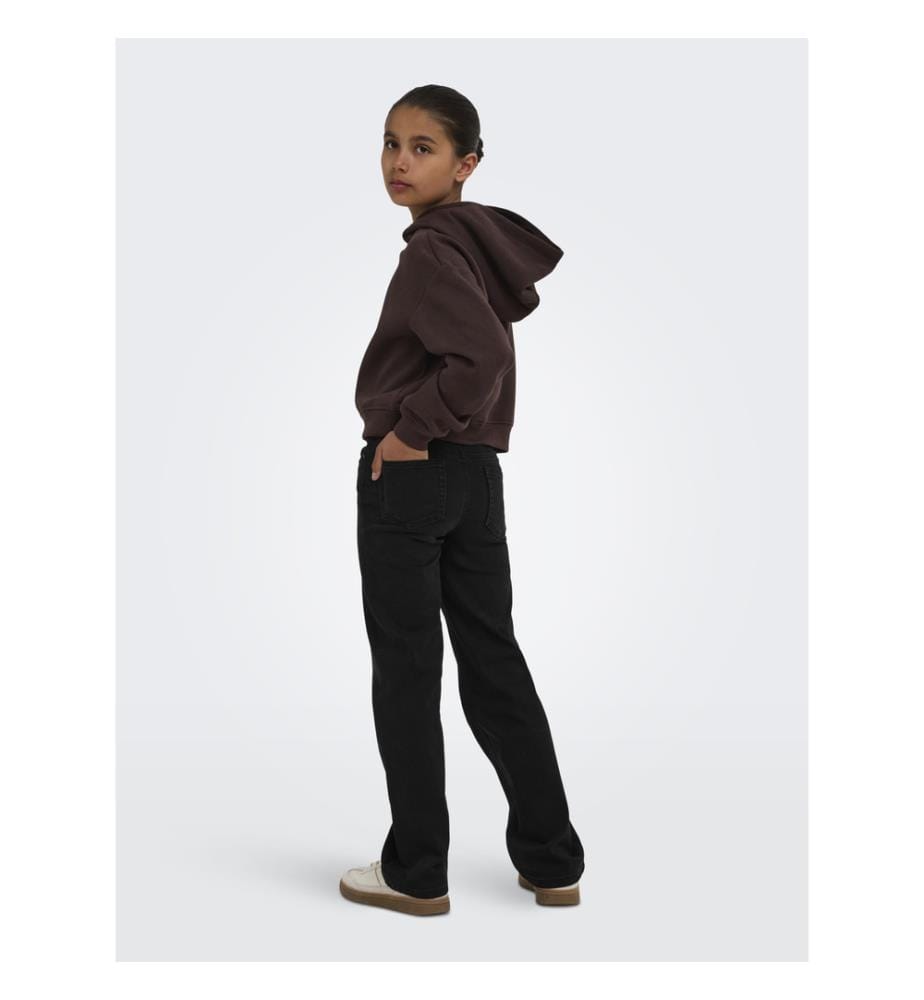 Weite Jeans mit hoher Taille – Schwarz, ausgewaschen
