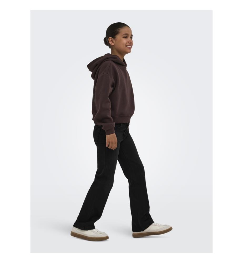 Weite Jeans mit hoher Taille – Schwarz, ausgewaschen