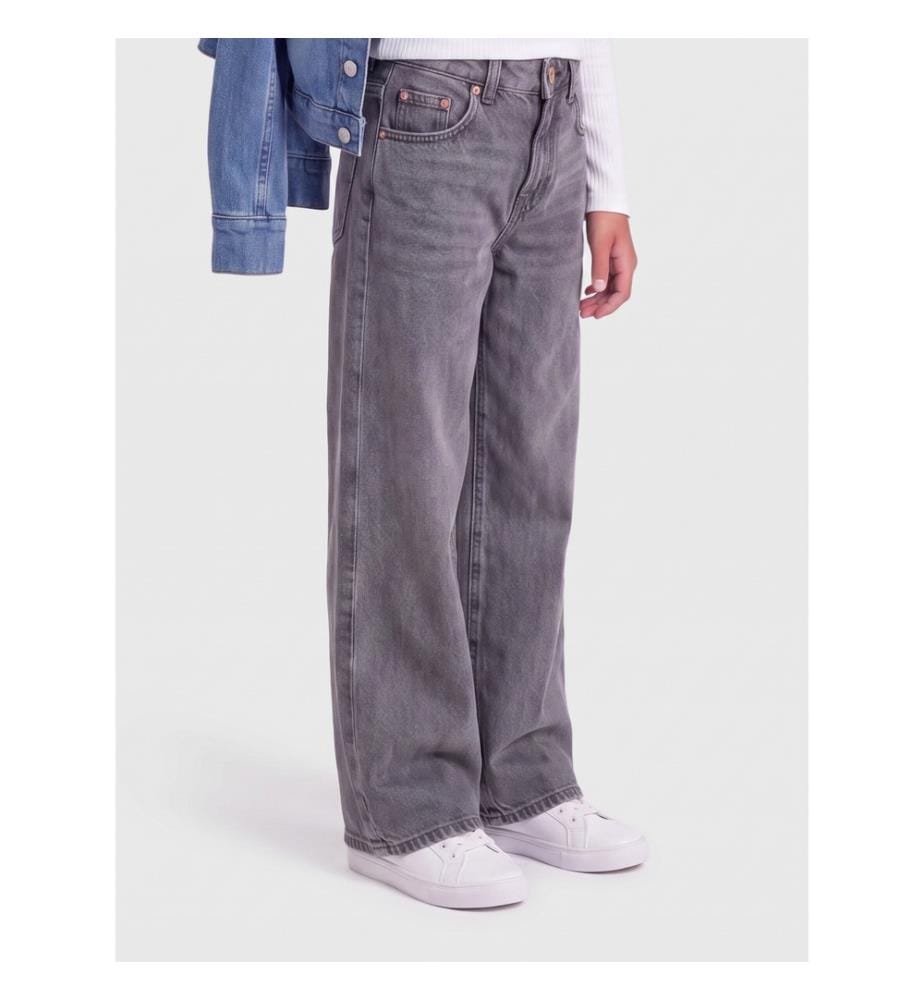 Jean-Hose mit hoher Taille – Mittelgrau