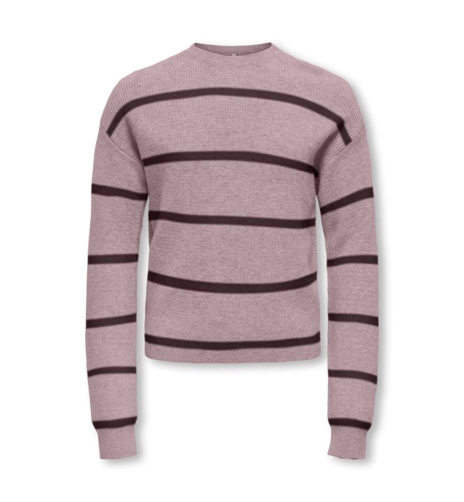 Gestreifter Strickpullover – Flieder / Gestreift