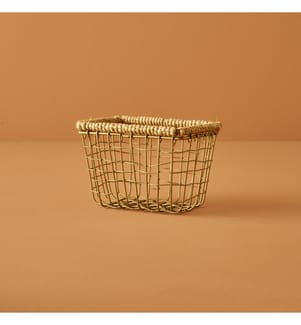Panier rectangulaire en fougère 14x9,5x8 cm - Naturel