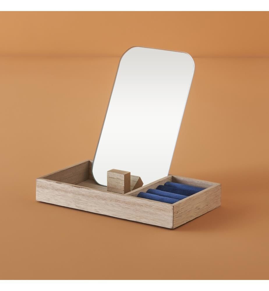Boîte à bijoux avec miroir Merida 12x17 cm - Marine