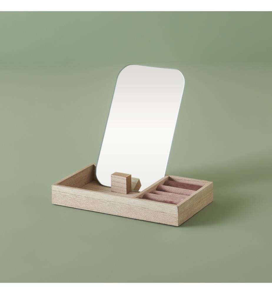 Boîte à bijoux avec miroir Merida 12x17 cm - Rose