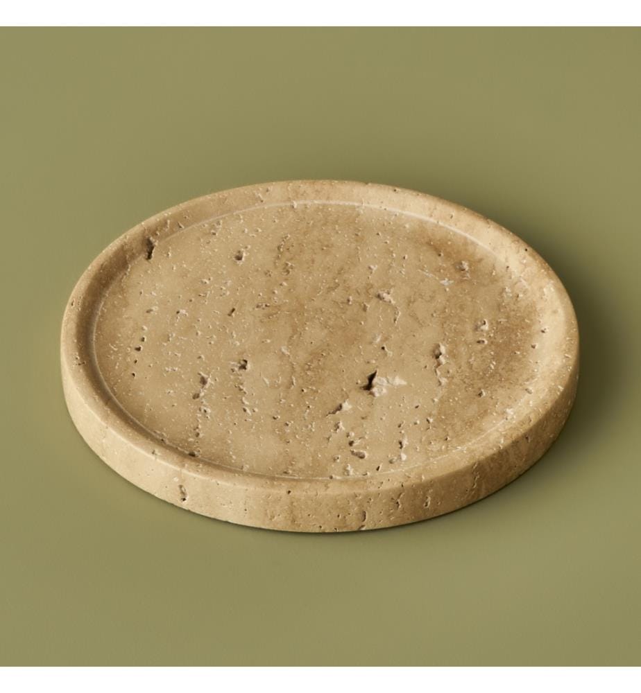 Runder dekorativer Teller aus Travertin Ephesus 20x4 cm - Natural