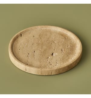 Assiette décorative ronde en travertin Ephesus 20x4 cm - Naturel