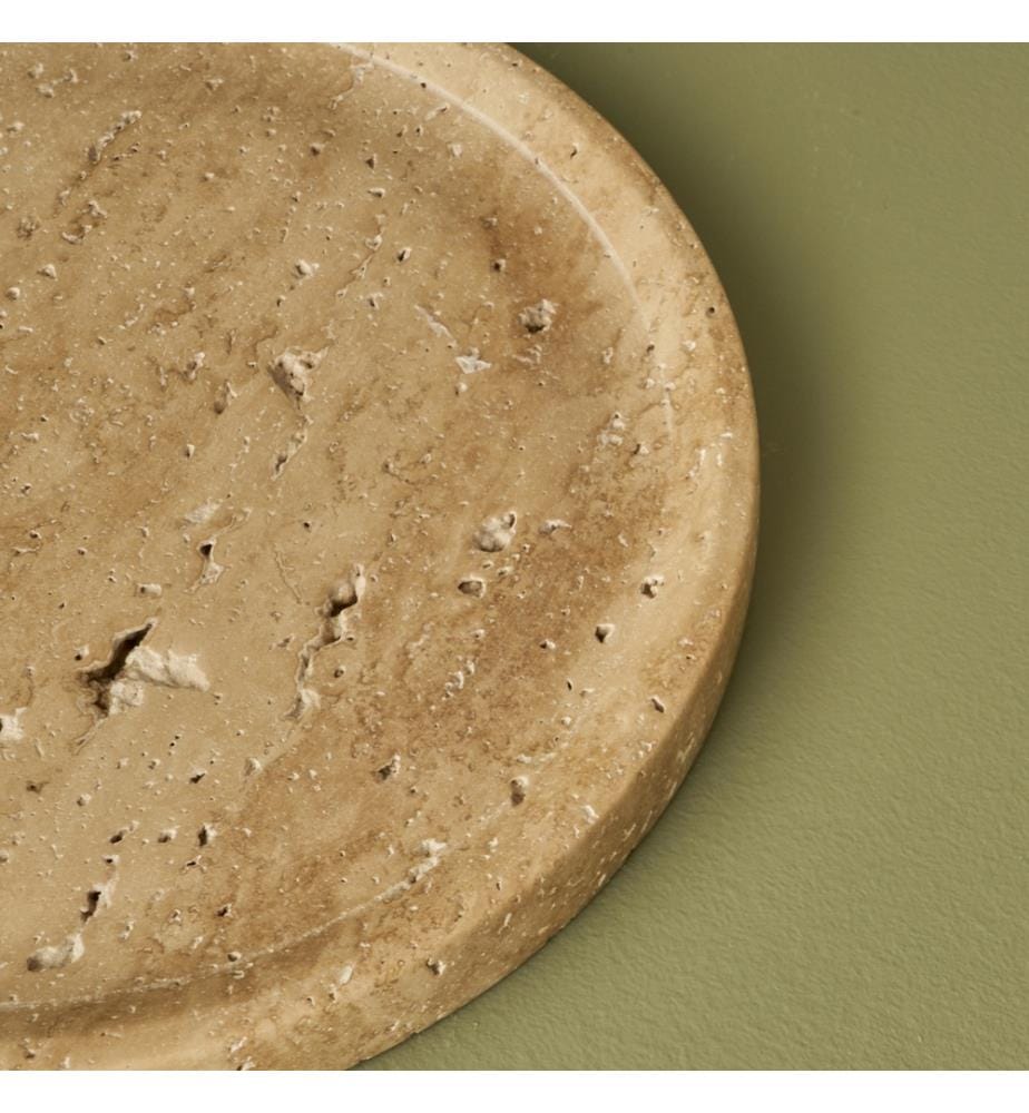 Runder dekorativer Teller aus Travertin Ephesus 20x4 cm - Natural