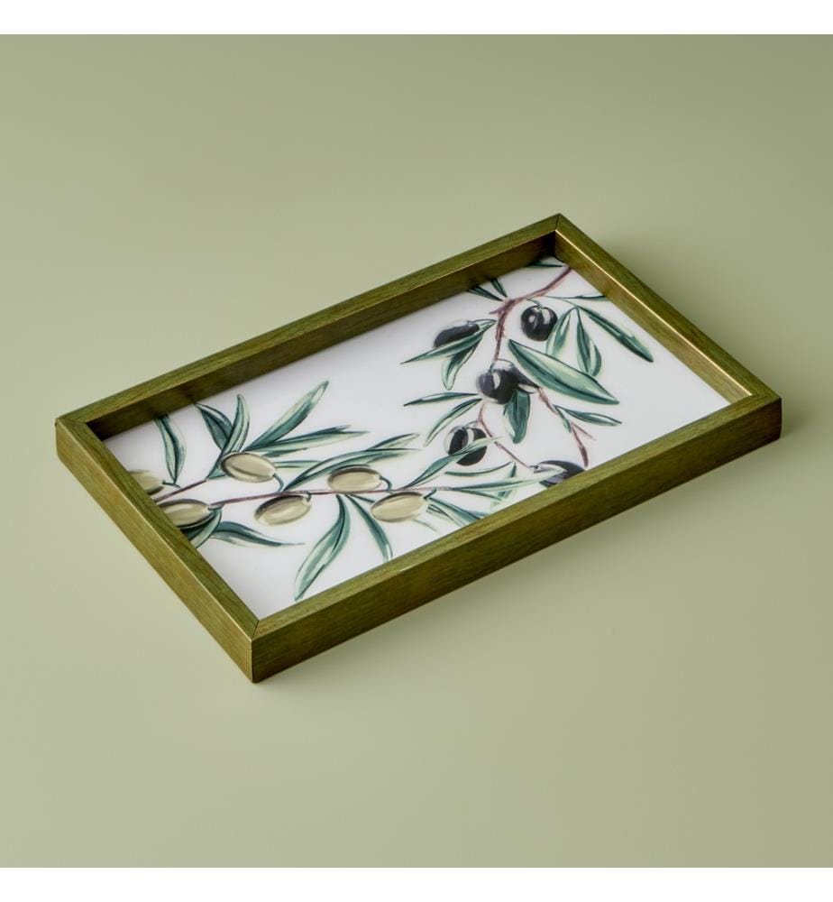 Plateau décoratif Olive 22x37 cm - Vert