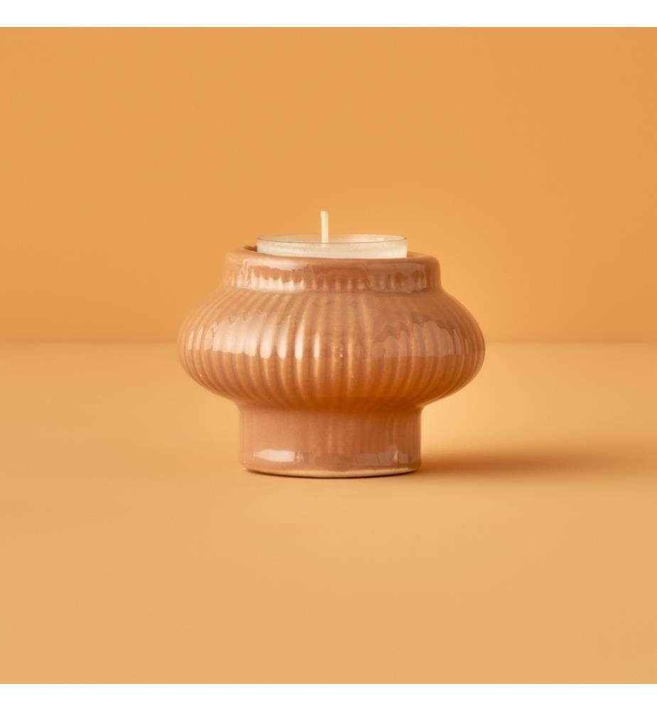 Bougeoir Perla Carreau 8x6 cm - Terracotta