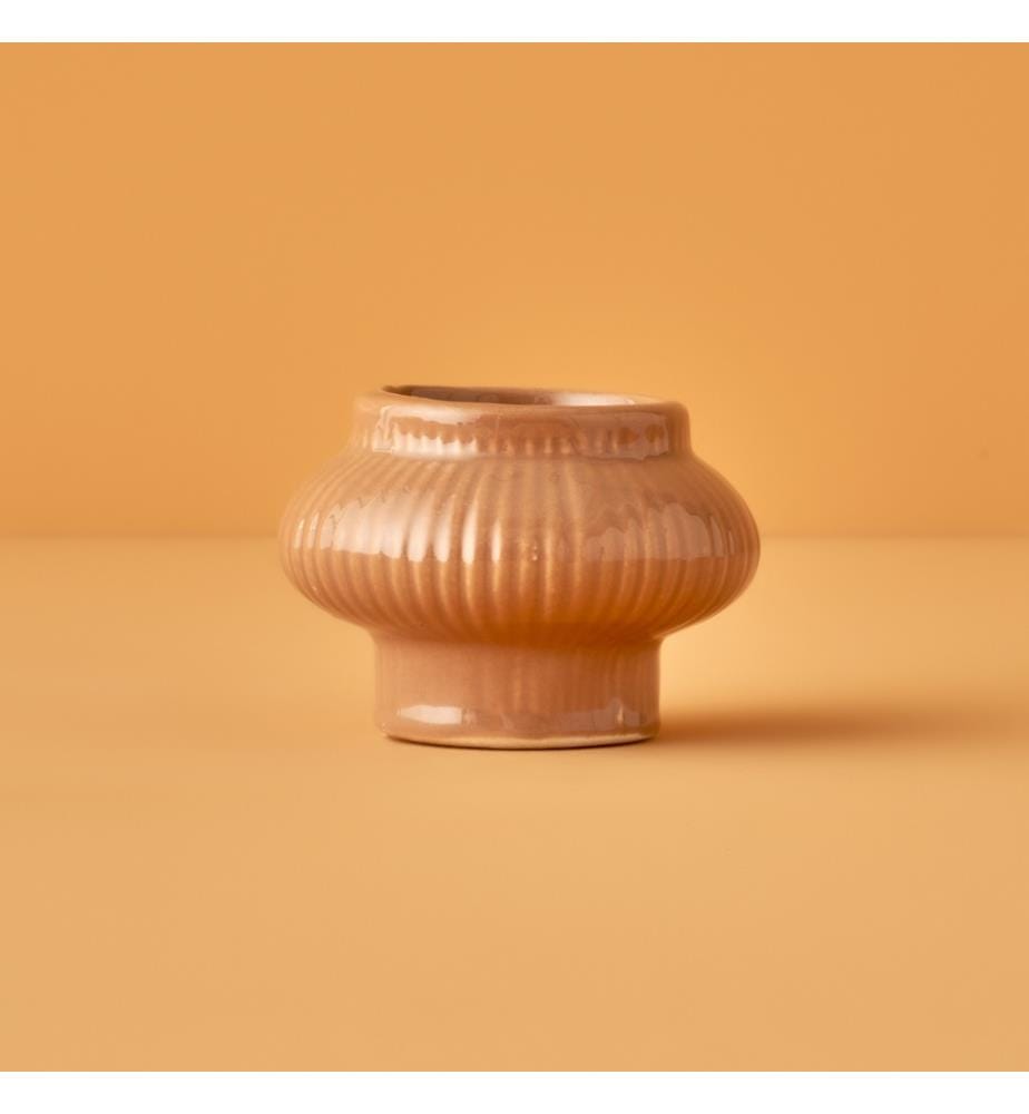 Bougeoir Perla Carreau 8x6 cm - Terracotta