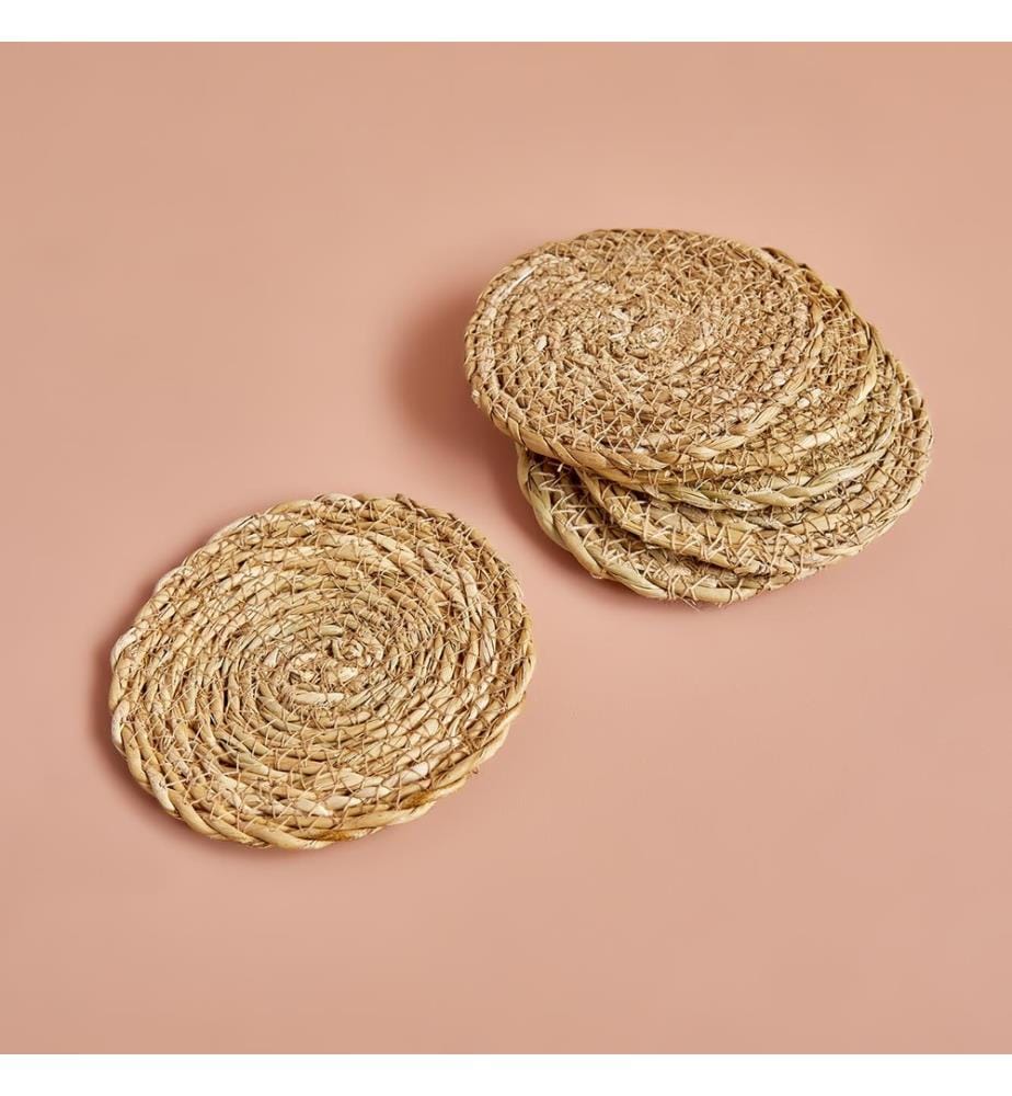 Rafe coasters 6 pieces 10 cm - Natural