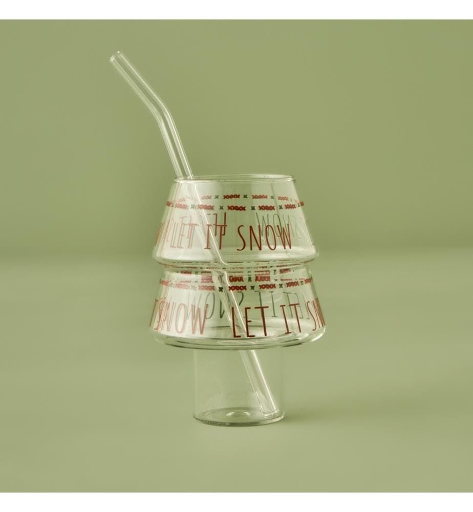 Borosilikatglas mit Strohhalm Jolly Straw 500 cc - Mehrfarbig