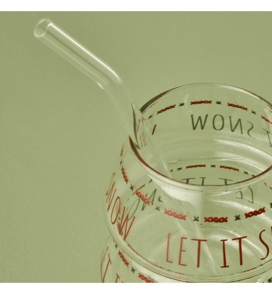 Borosilikatglas mit Strohhalm Jolly Straw 500 cc - Mehrfarbig