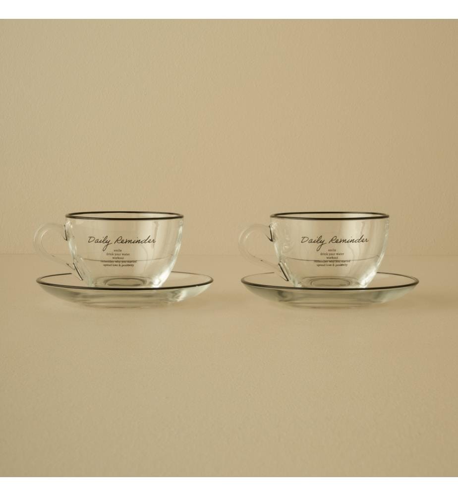 Set de tasses à thé Daily Reminder 2 pièces 240 cc - Noir