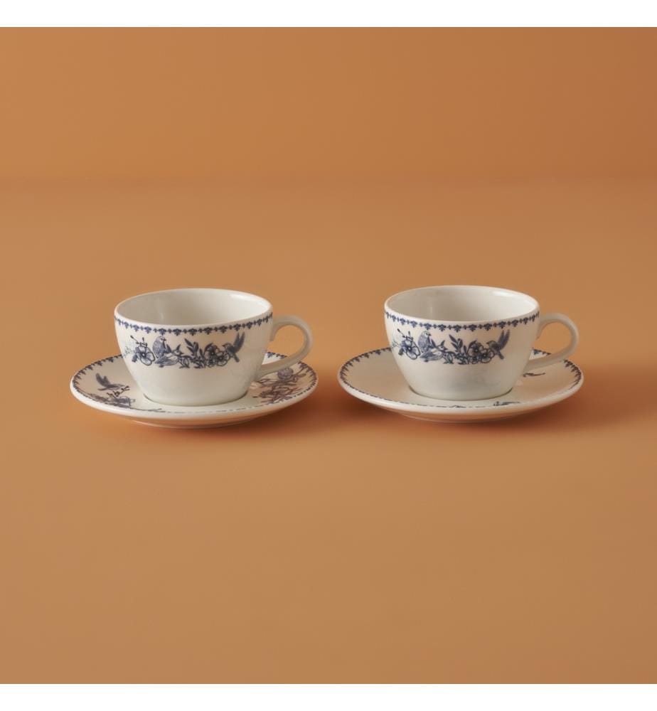 Set de tasses à thé Bleu Blanc 2 pièces 270 cc - Anthracite