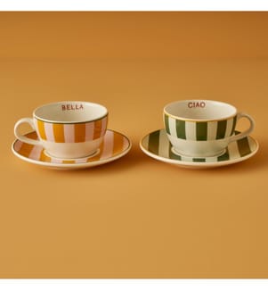 Set de tasses à thé Line 2 pièces 270 cc - Vert et orange