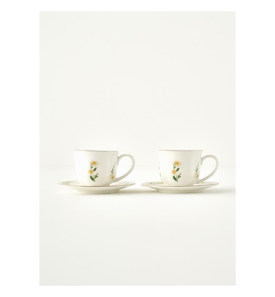 Lot de 2 tasses à thé Daisy - Crème