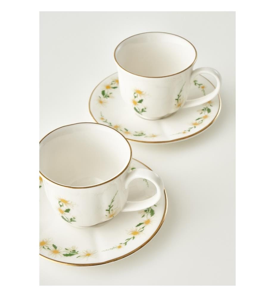 Lot de 2 tasses à thé Daisy - Crème