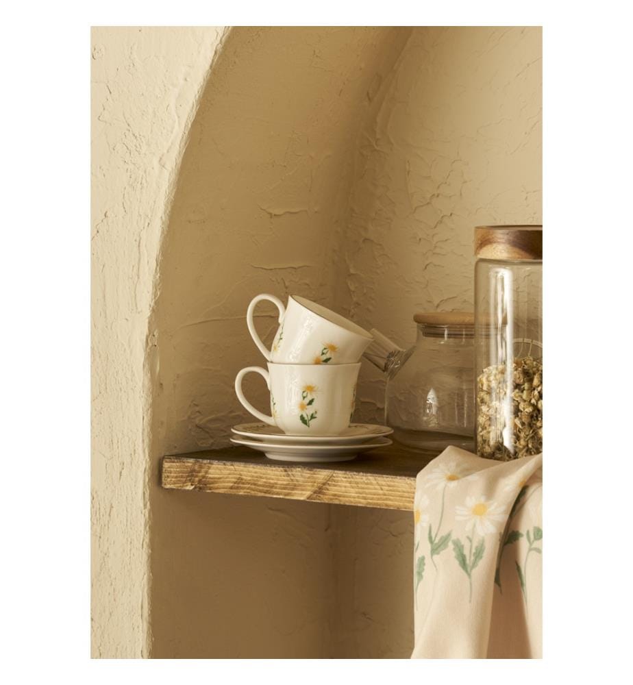 Lot de 2 tasses à thé Daisy - Crème