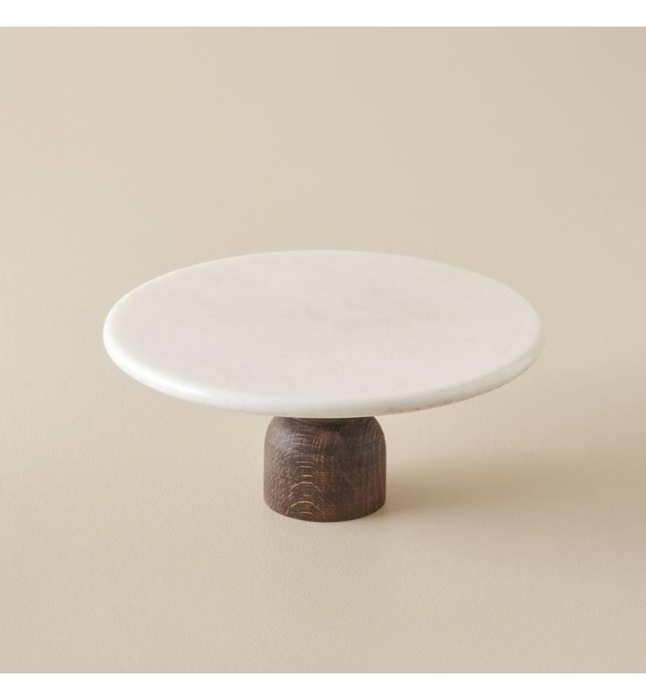 Olmo marble cake stand 25x25 cm - Natural