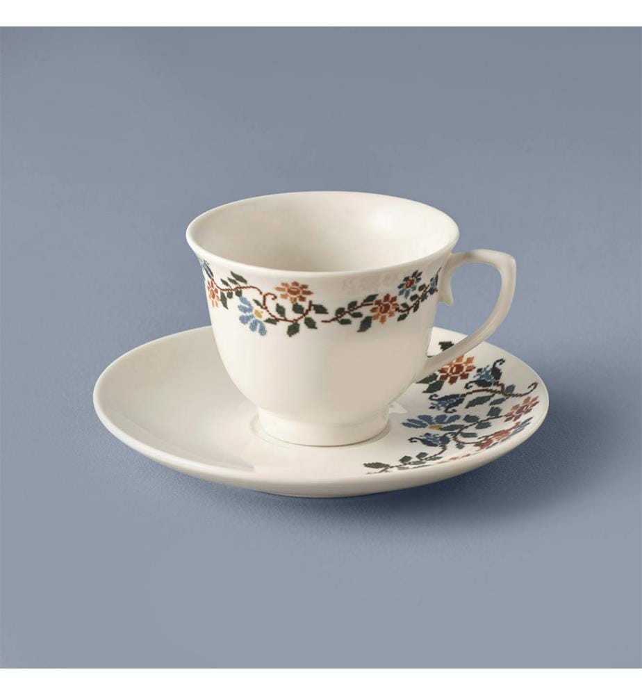 Coffret tasses à café porcelaine 90 ml - Bleu