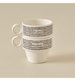 Set de tasses espresso Merci 2 pièces 105 cc - Noir