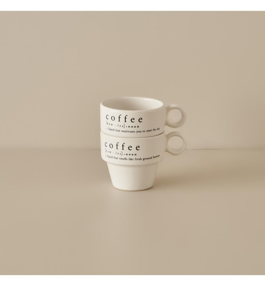 Set de tasses espresso Coffeeaholic 2 pièces 105 cc - Noir