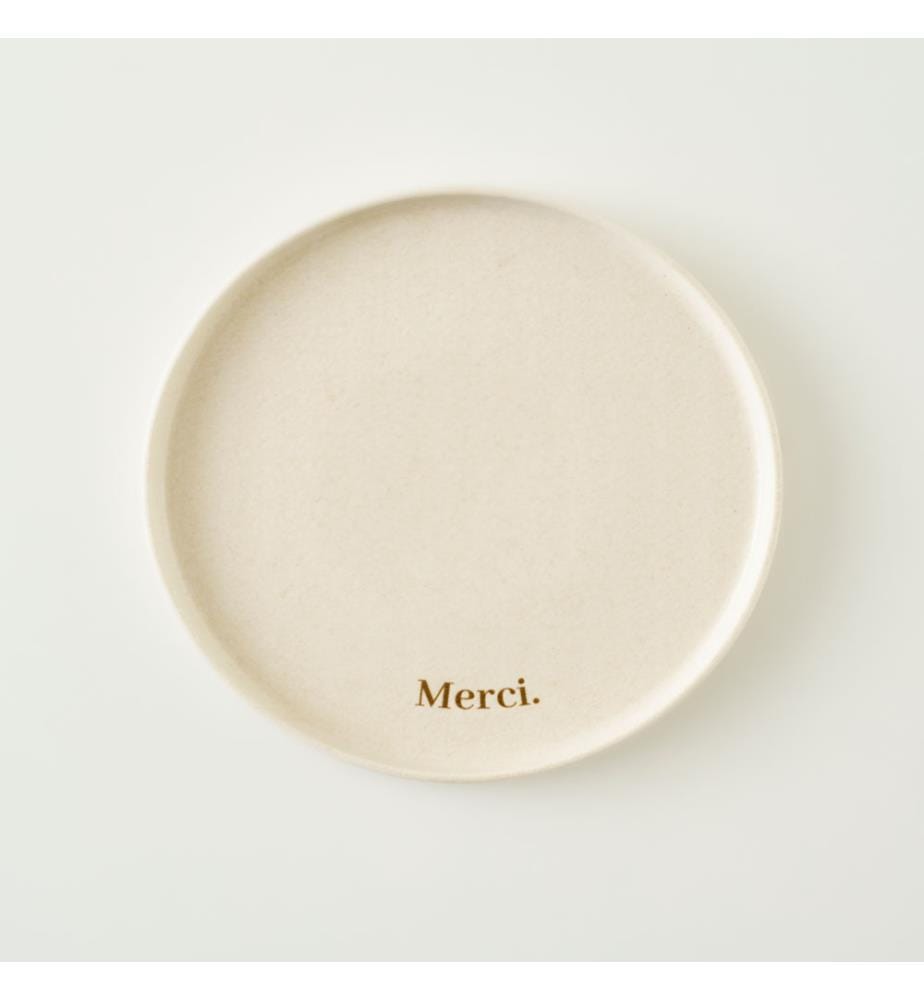 Assiette de service Merci 25 cm - Crème