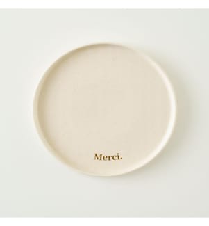 Assiette de service Merci 25 cm - Crème