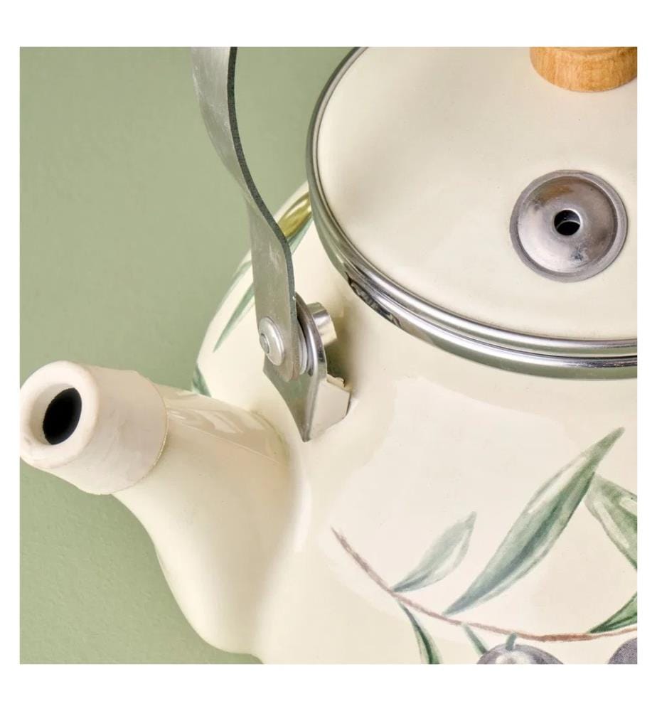 Olive enamel teapot 2 L - Multicolor