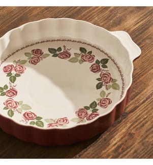 Plat à four en porcelaine 33x29x6 cm - Rose