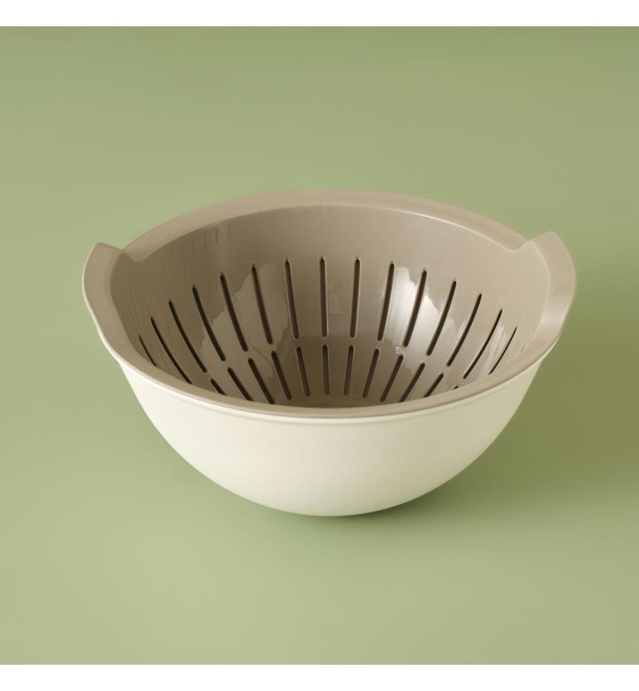Passoire avec bol 25,5x25,5x10,8 cm - Beige