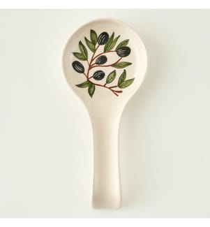 Repose-cuillère Olive 11,5x24 cm - Blanc