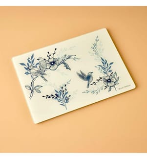 Planche à découper en verre Bleu Blanc 35x25 cm - Bleu