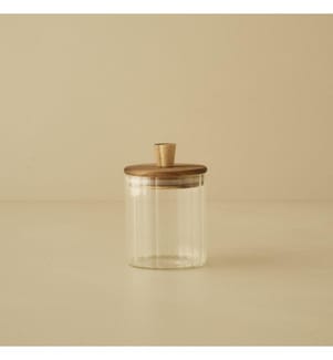 Bocal Béatrice avec couvercle en bois 450 cc - Naturel