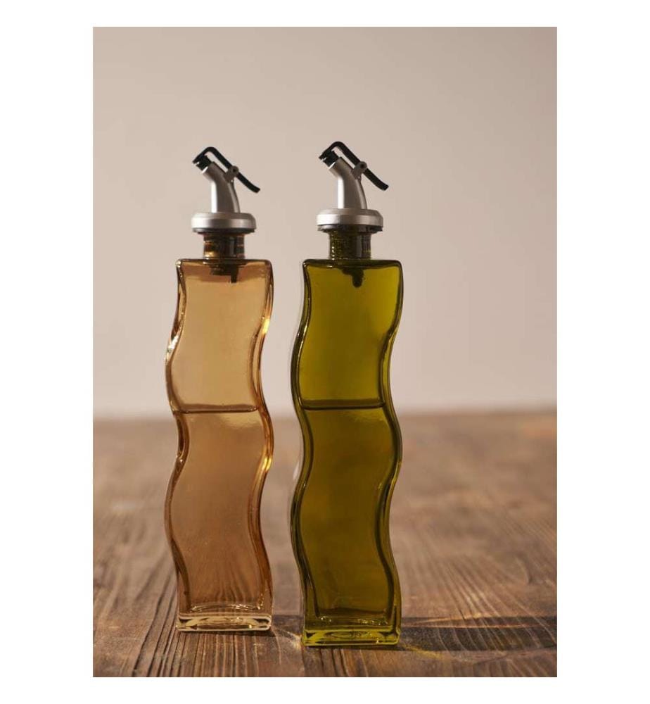 Bouteille à huile en verre ondulé Vinaigre - Ambre